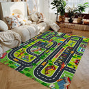 Car Play Mat for Boys and Girls Highway City Traffic-Themed Rugs for Kids Toy Cars Kids Rugs for Playroom Non-Slip Kids Play Rug