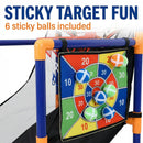 2-in-1 Kids Basketball Arcade Game Set, Adjustable Indoor Outdoor Hoop With Ball Return Ramp, 4 Balls & 6 Sticky Toss Balls