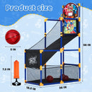 2-in-1 Kids Basketball Arcade Game Set, Adjustable Indoor Outdoor Hoop With Ball Return Ramp, 4 Balls & 6 Sticky Toss Balls